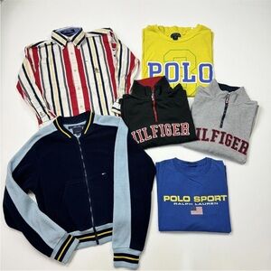 Lot of 6 Kid’s Polo Ralph Lauren Tommy Hilfiger Shirts/Sweatshirts/Jacket S/M/XL